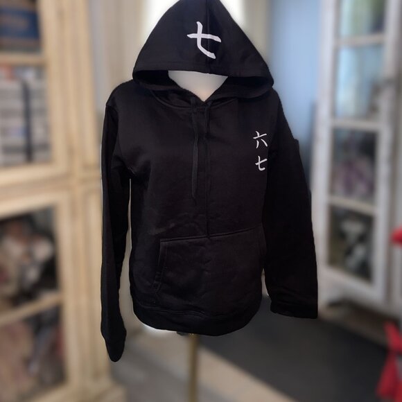 6 7 HOODIE SWEATSHIRT BLACK MEDIUM - Picture 2 of 5